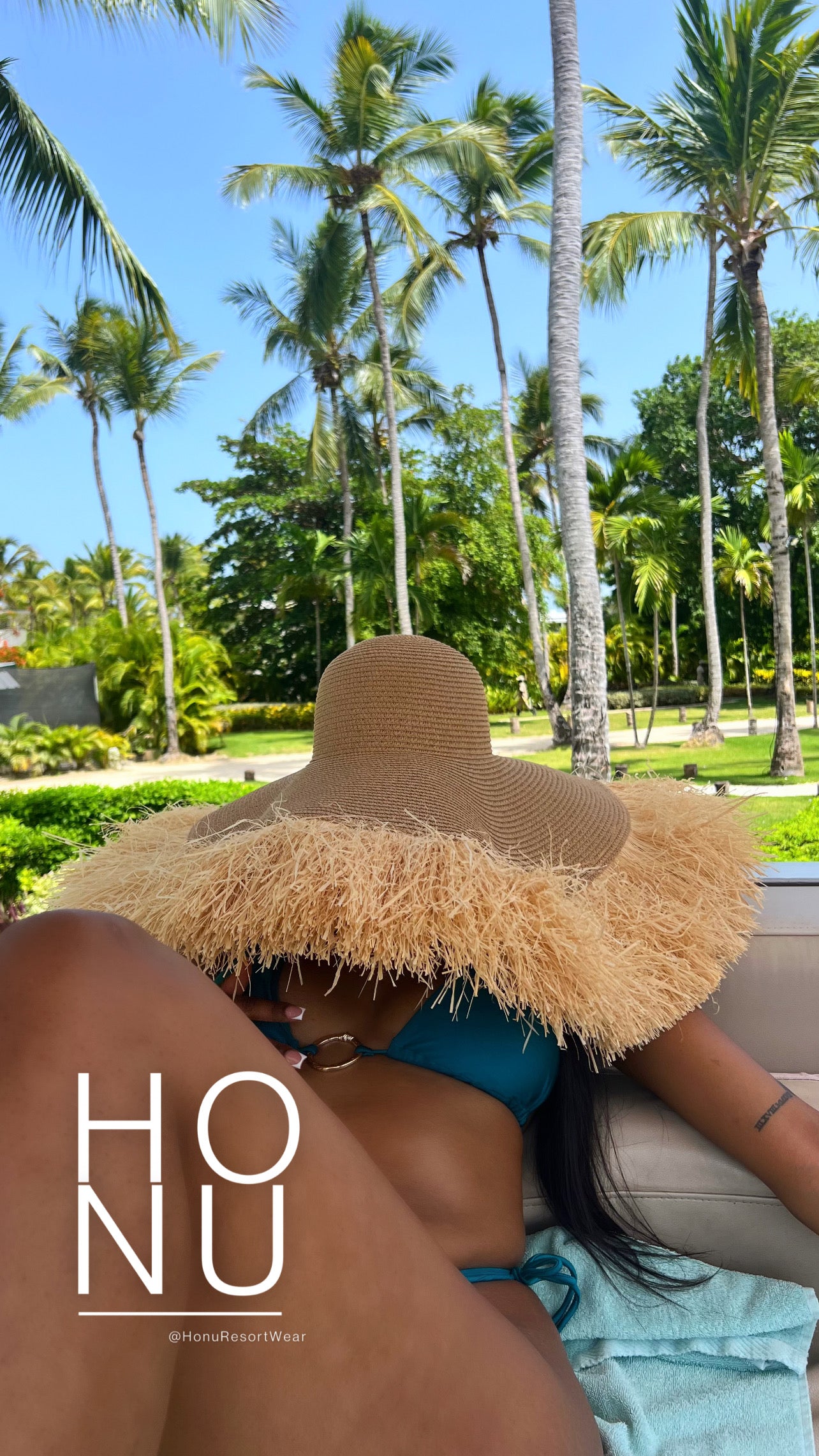 CHESTNUT RAFFIA STRAW HAT